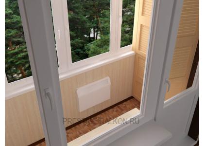 Теплое остекление лоджии пластиковыми окнами и отопительным конвектором в Люберцах